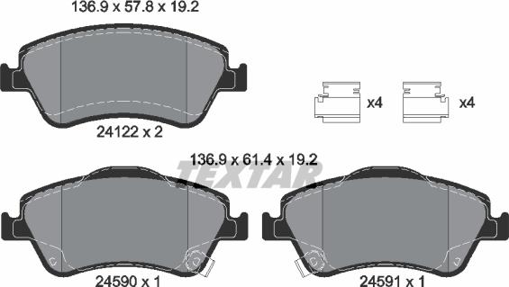 Textar 2412201 - Тормозные колодки, дисковые, комплект autodnr.net