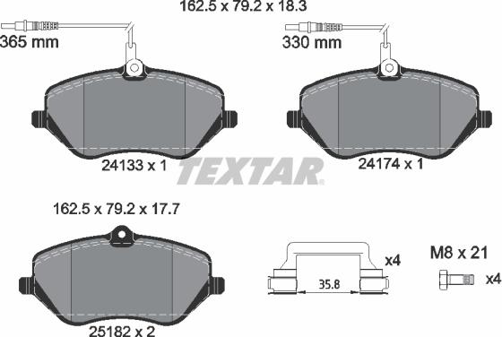 Textar 2413303 - Гальмівні колодки, дискові гальма autocars.com.ua