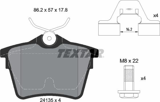 Textar 89008700 - Комплект гальм, дисковий гальмівний механізм autocars.com.ua
