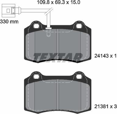 Textar 2414301 - Гальмівні колодки, дискові гальма autocars.com.ua