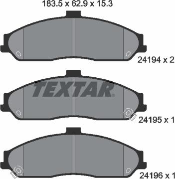 Textar 2419401 - Гальмівні колодки, дискові гальма autocars.com.ua