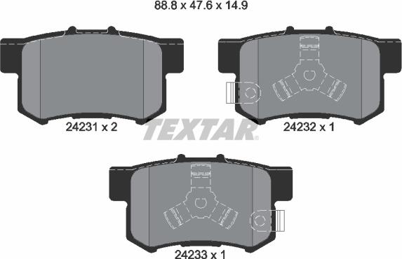Textar 2423101 - Гальмівні колодки, дискові гальма autocars.com.ua