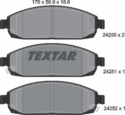 Textar 2425001 - Гальмівні колодки, дискові гальма autocars.com.ua