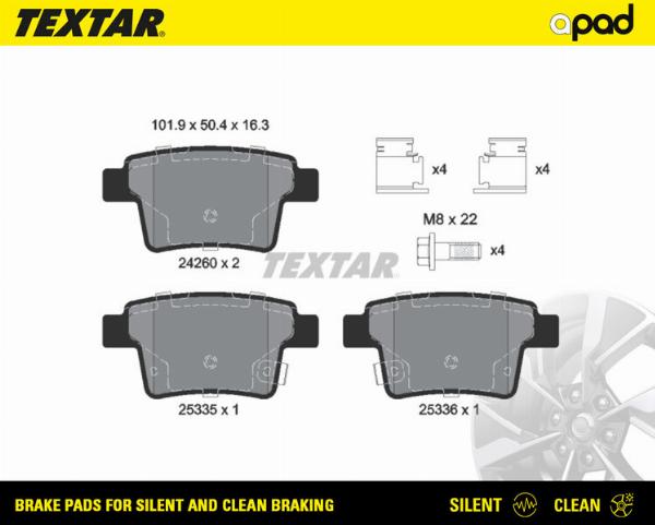 Textar 2426001SC - Гальмівні колодки, дискові гальма autocars.com.ua