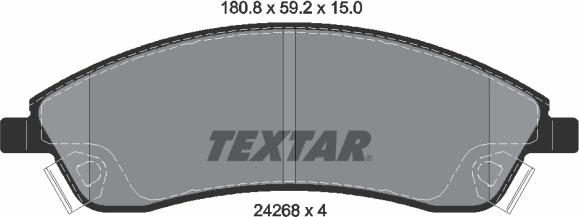 Textar 2426801 - Гальмівні колодки, дискові гальма autocars.com.ua