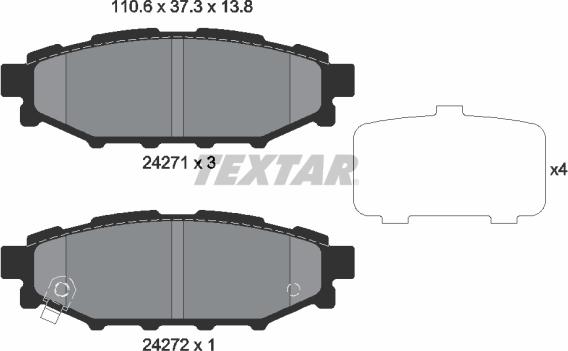 Textar 2427101 - Гальмівні колодки, дискові гальма autocars.com.ua