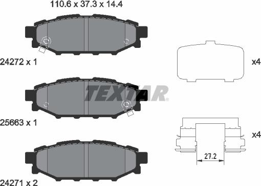 Textar 2427201 - Гальмівні колодки, дискові гальма autocars.com.ua