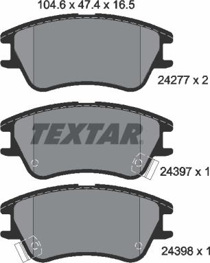 Textar 2427701 - Гальмівні колодки, дискові гальма autocars.com.ua