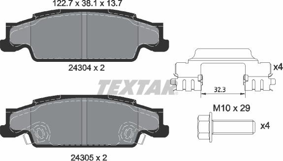 Textar 2430402 - Гальмівні колодки, дискові гальма autocars.com.ua