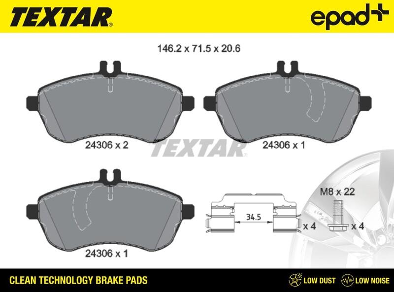 Textar 2430601CP - Гальмівні колодки, дискові гальма autocars.com.ua