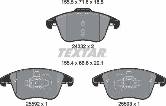 Textar 2433205 - Гальмівні колодки, дискові гальма autocars.com.ua