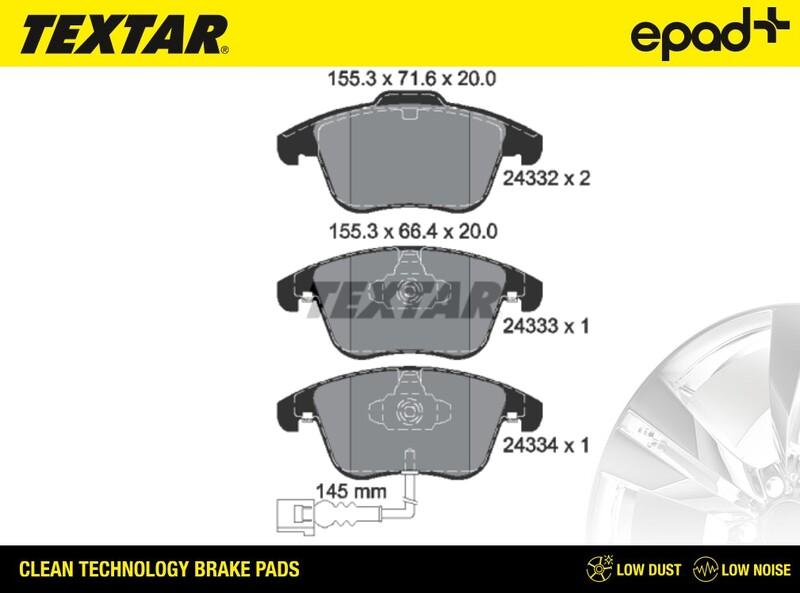 Textar 2433301CP - Гальмівні колодки, дискові гальма autocars.com.ua