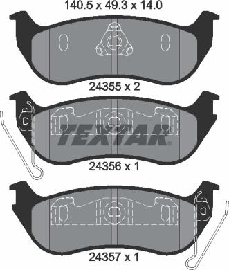 Textar 2435501 - Гальмівні колодки, дискові гальма autocars.com.ua