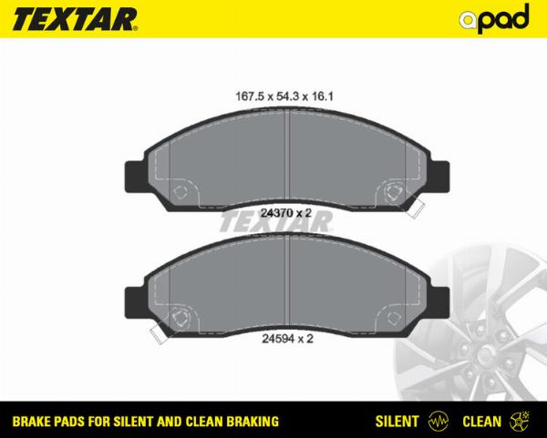 Textar 2437001SC - Гальмівні колодки, дискові гальма autocars.com.ua