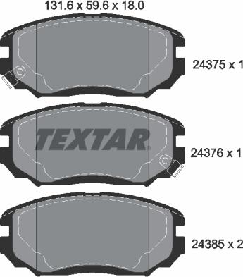 Textar 2437501 - Тормозные колодки, дисковые, комплект autodnr.net