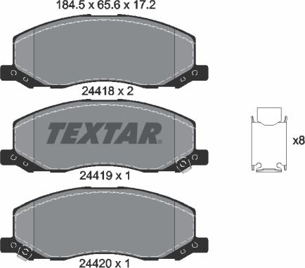 Textar 2441801 - Гальмівні колодки, дискові гальма autocars.com.ua