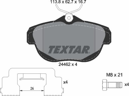 Textar 2446201 - Тормозные колодки, дисковые, комплект autodnr.net