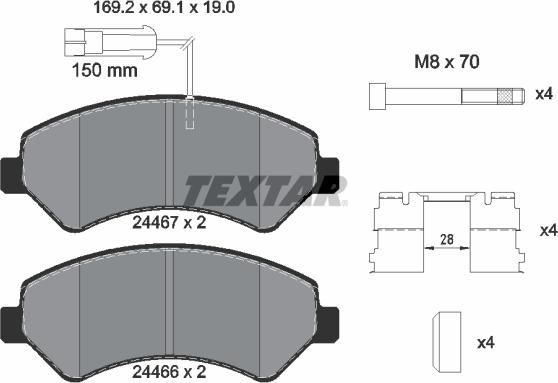 Textar 2446703 - Тормозные колодки, дисковые, комплект autodnr.net