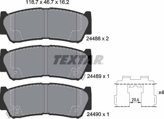 Textar 24 48 801 - Гальмівні колодки, дискові гальма autocars.com.ua