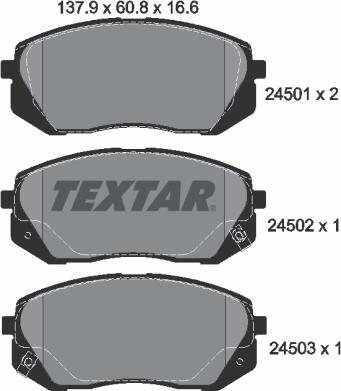 Textar 2450101 - Гальмівні колодки, дискові гальма autocars.com.ua