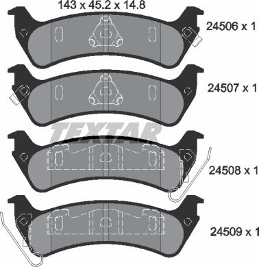 Textar 2450601 - Тормозные колодки, дисковые, комплект avtokuzovplus.com.ua