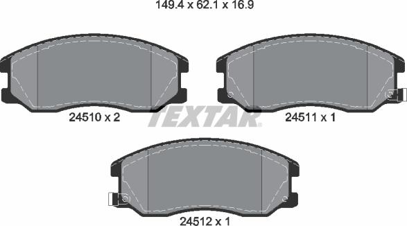 Textar 2451001 - Тормозные колодки, дисковые, комплект autodnr.net