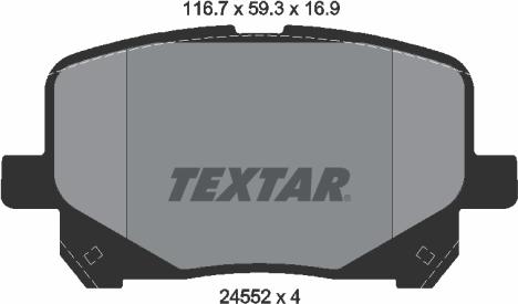 Textar 2452201 - Тормозные колодки, дисковые, комплект avtokuzovplus.com.ua