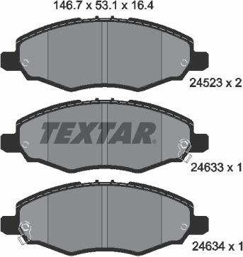 Textar 2452301 - Гальмівні колодки, дискові гальма autocars.com.ua