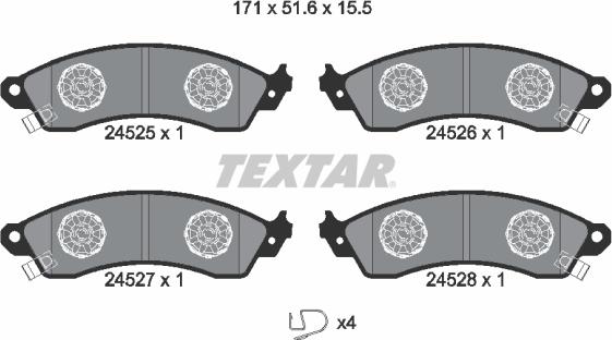 Textar 2452501 - Гальмівні колодки, дискові гальма autocars.com.ua