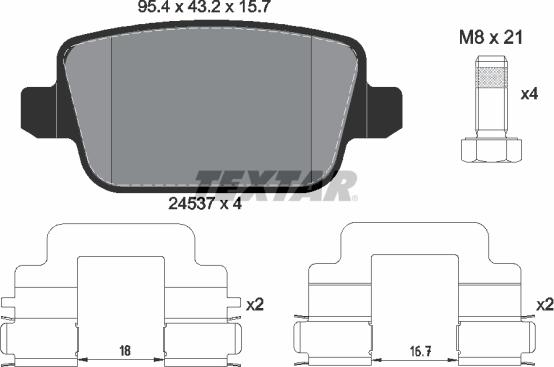 Textar 2453703 - Тормозные колодки, дисковые, комплект avtokuzovplus.com.ua