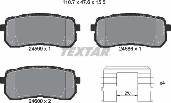 Textar 2459901 - Гальмівні колодки, дискові гальма autocars.com.ua
