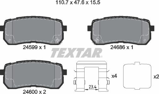 Textar 2459904 - Гальмівні колодки, дискові гальма autocars.com.ua