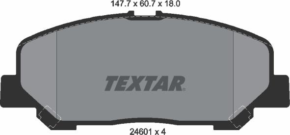 Textar 2460101 - Гальмівні колодки, дискові гальма autocars.com.ua