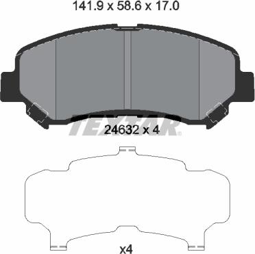 Textar 2463201 - Гальмівні колодки, дискові гальма autocars.com.ua