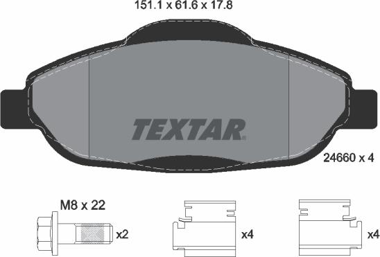 Textar 2466001 - Тормозные колодки, дисковые, комплект autodnr.net