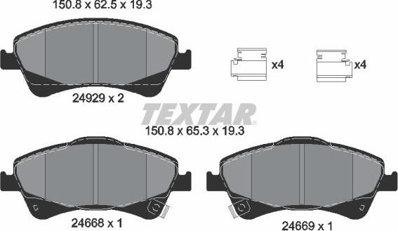 Textar 2466801 - Гальмівні колодки, дискові гальма autocars.com.ua