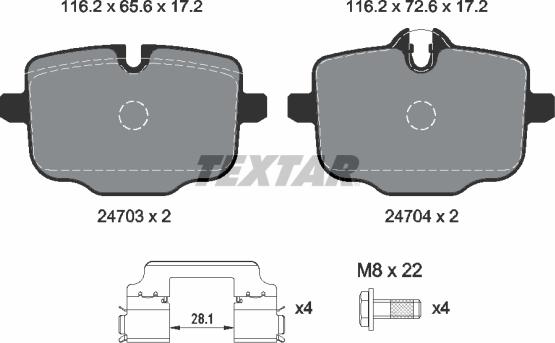 Textar 2470303 - Гальмівні колодки, дискові гальма autocars.com.ua