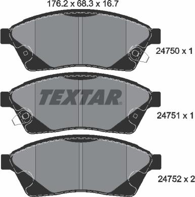 Textar 2475001 - Гальмівні колодки, дискові гальма autocars.com.ua