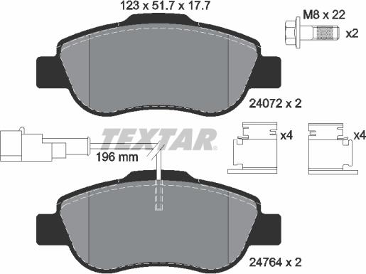 Textar 2476401 - Гальмівні колодки, дискові гальма autocars.com.ua