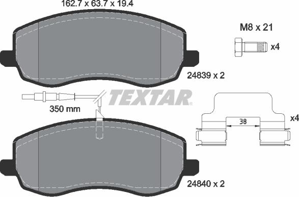 Textar 2483901 - Тормозные колодки, дисковые, комплект autodnr.net