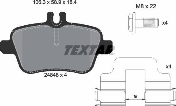 Textar 2484803 - Гальмівні колодки, дискові гальма autocars.com.ua