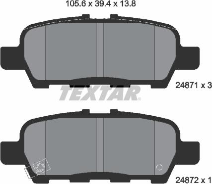 Textar 2487101 - Гальмівні колодки, дискові гальма autocars.com.ua