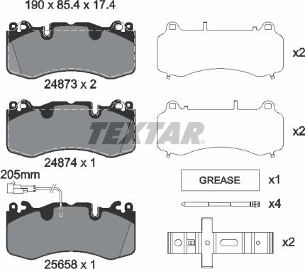 Textar 2487301 - Тормозные колодки, дисковые, комплект avtokuzovplus.com.ua