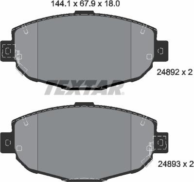 Textar 2489201 - Гальмівні колодки, дискові гальма autocars.com.ua