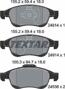 Textar 2491401 - Гальмівні колодки, дискові гальма autocars.com.ua