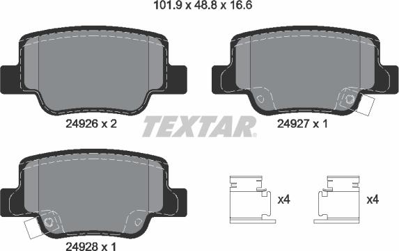 Textar 2492601 - Гальмівні колодки, дискові гальма autocars.com.ua