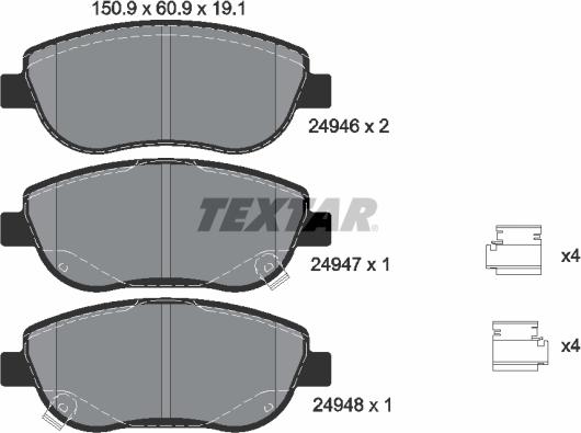 Textar 2494601 - Гальмівні колодки, дискові гальма autocars.com.ua