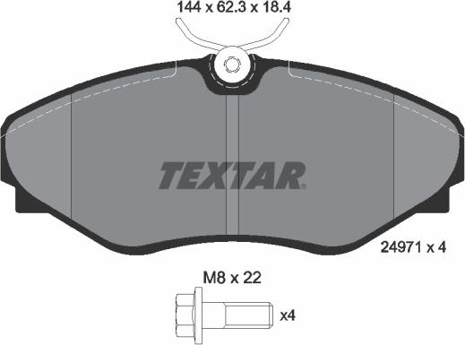 Textar 2497101 - Гальмівні колодки, дискові гальма autocars.com.ua