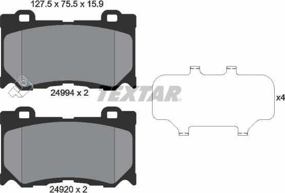 Textar 2499401 - Тормозные колодки, дисковые, комплект avtokuzovplus.com.ua