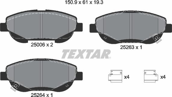 Textar 2500601 - Гальмівні колодки, дискові гальма autocars.com.ua